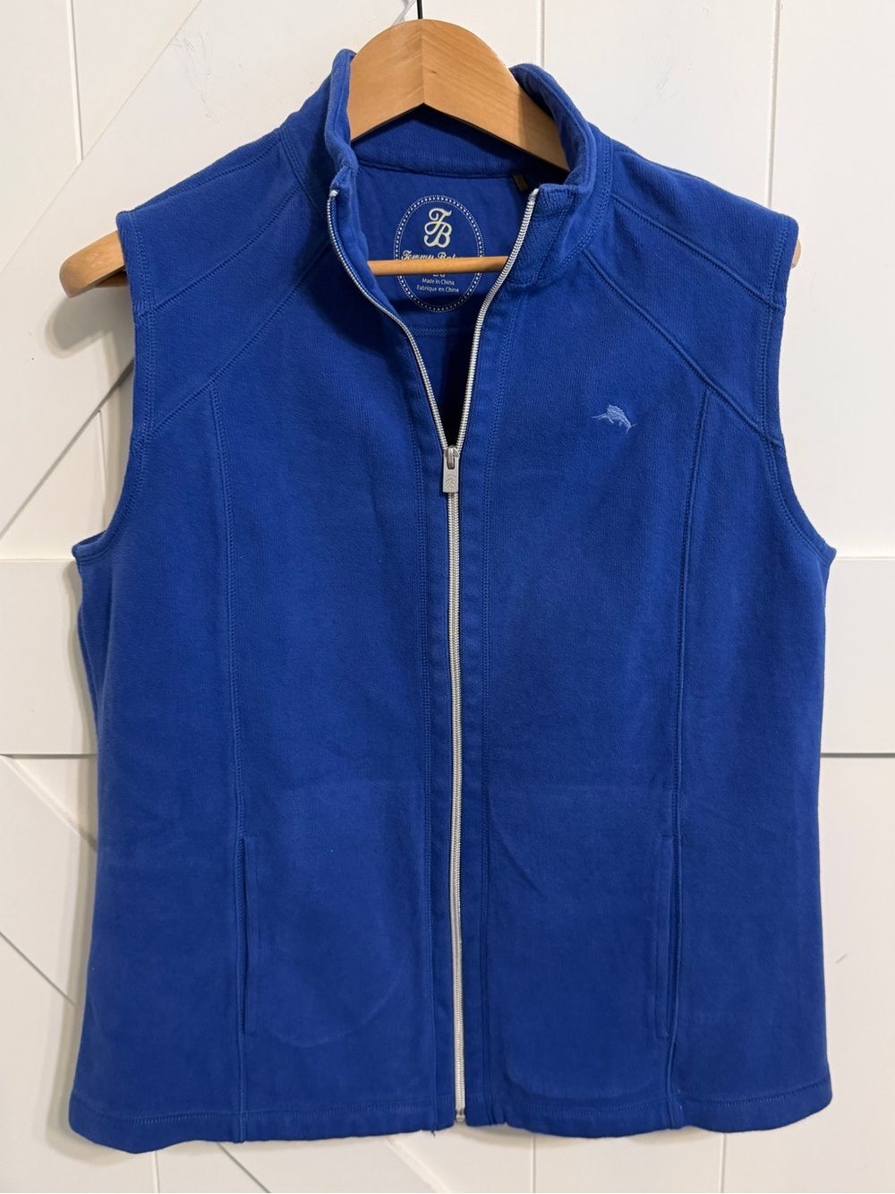 Tommy Bahama Men’s Large Royal Blue Full Zip Cotton Stretch Vest Casual
